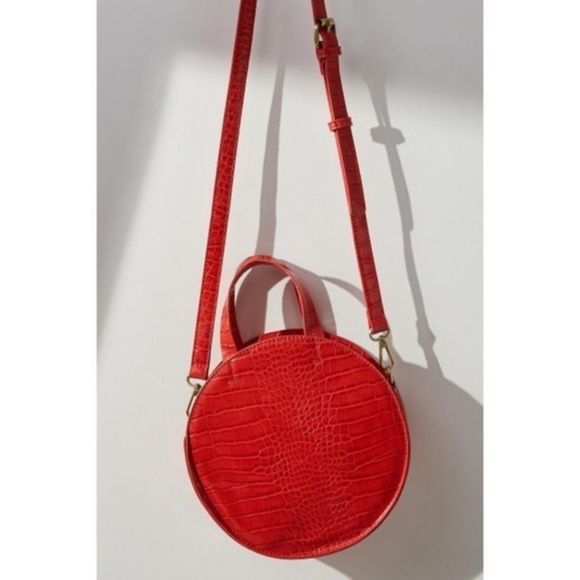 Anthropologie Handbags - Anthropologie Red Croc Cosima Circle Crossbody